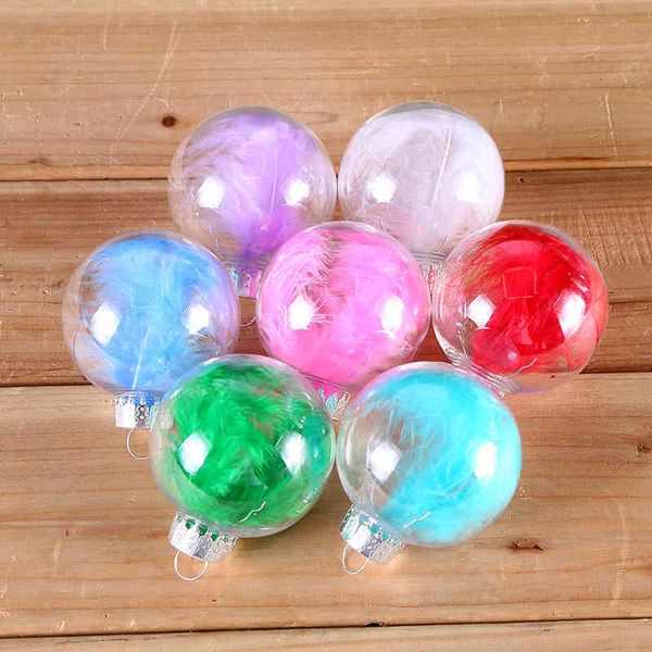 

new 8cm feather transparent ball creative christmas tree decoration
