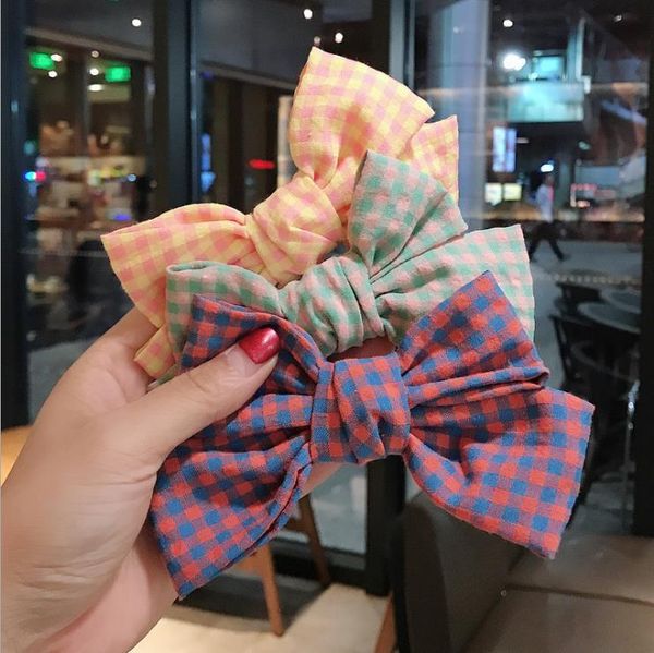 Haarspangen Haarspangen 2021 Koreanischer Stil Netzbogen Haarnadeln für College-Mädchen Kleine Gitterhaarnadel Bowknot Ente Clip Kopfschmuck Frauen