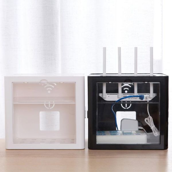 

storage boxes & bins wireless wifi router box cable power plug wire organizer shelf rack protection shell home office