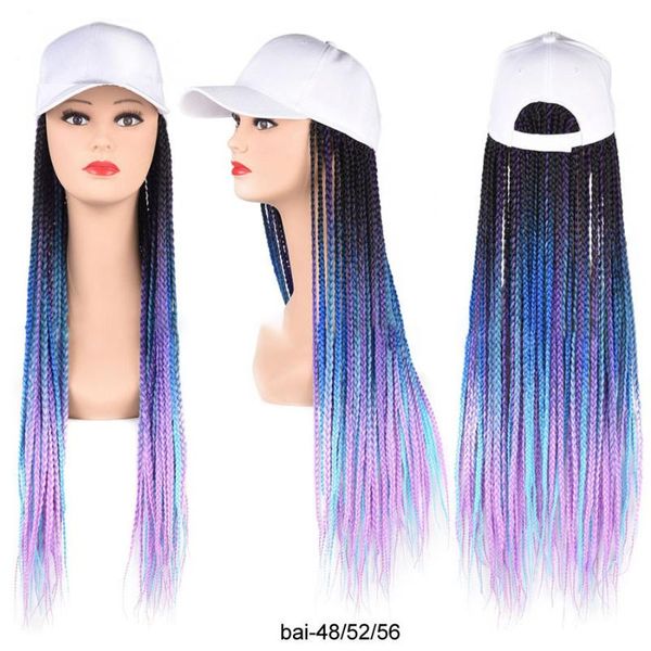 

synthetic wigs vades twist braid with adjustable hat wig baseball cap long colorful box braids for afro black women