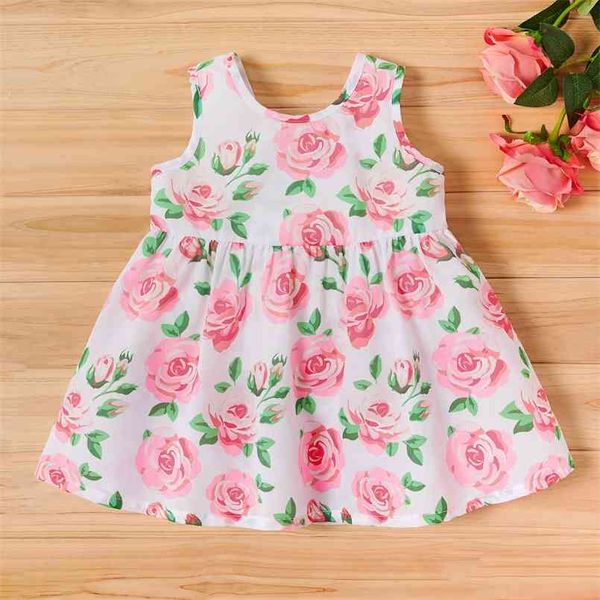 Summer Baby Pretty Rose Allover Abito senza maniche per vestiti da ragazza 3-24M 210528