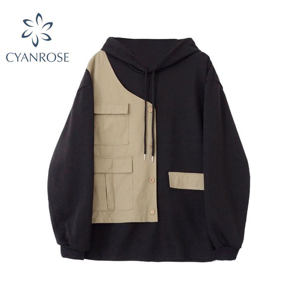 

women hoodies sweatshirts autumn winter fashion oversized patchwork hoodie hip hop streetwear hooded pullover 210417, White