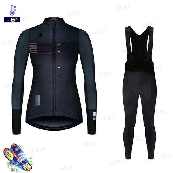 

racing sets 2021 winter women thermal fleece jacket cycling jersey long sleeve ropa ciclismo bike clothing maillot ciclism gobikful, Black;blue