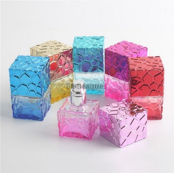 

storage bottles & jars 50pcs 20ml 30ml water cube design travel portable perfume bottle atomization spray glass filling sprayer empty