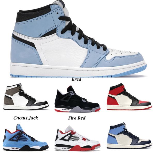 

university blue men jordan 1s 4s basketball shoes hyper royal bred black cat white oreo pollen shimmer womens mens trainers sports sneakers