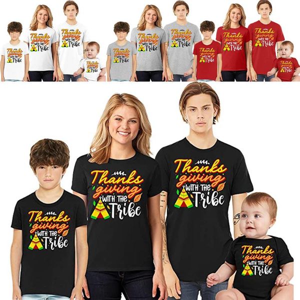 

women's t-shirt thanksgiving with the tribe autumn fall matching family graphic tee, White