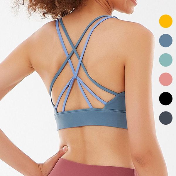 

yoga outfit women's sports bra fitness cross strap seamless underwear