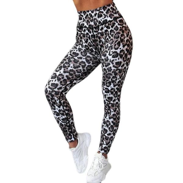 

yoga outfits leopard print high waist stretch leggings running fitness nine-minute pants casual outdoor streetwear skinny trouser, White;red
