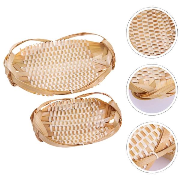 

storage baskets 2pcs woven bamboo practial containers for fruits