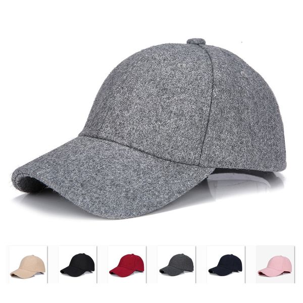 

glossy blank cap new tweed warm baseball men's winter letter hat, Blue;gray