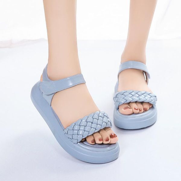

sandals women summer fashion women's 2021 round head comfortable open toe rubber platform shoes flat, Black