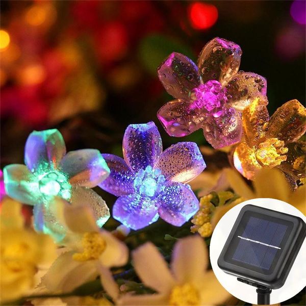

solar lamps peach flower 100leds 50leds lights christmas fairy garland wedding baby shower birthday party decoration for garden home