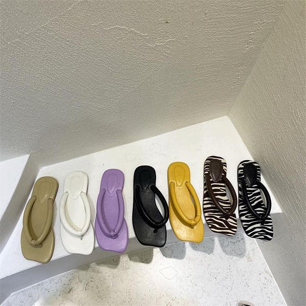 

zebra pattern flip flops women brand design summer sandals special toe beach shoes slides slippers, Black