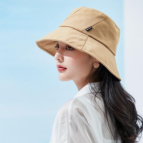 

wide brim hats [ptah] summer women's cloth hat anti-uv breathable softer foldable casual double-sided wearable cap female higt guality, Blue;gray