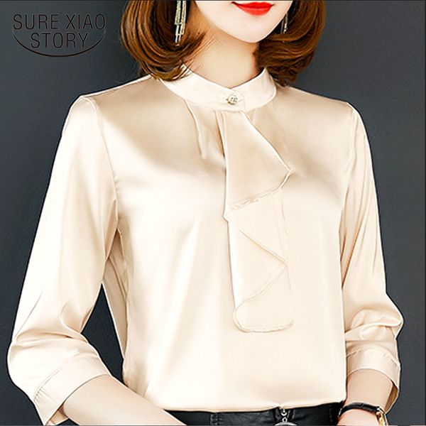 

women plus size women shirts blouse ladies harajuku three quarter button solid white 2885 50 210510