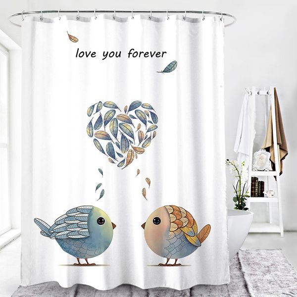 Love Birds Duschvorhänge, wasserdichte Polyester-Badezimmer-Türvorhänge