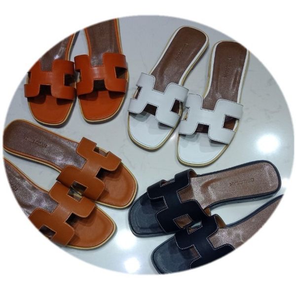 

slippers sandals2021 new leather slippers, women's summer fashion, flat bottomed one line cool drag, beach hollow out large size, Black