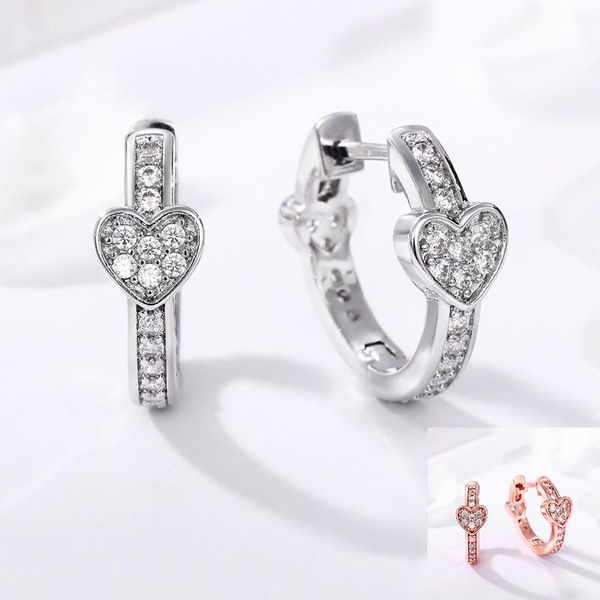

hoop & huggie huitan cute love earrings for women full shiny cubic zirconia fashion versatile daily wear accessories jewelry, Golden;silver