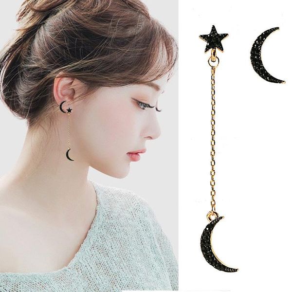 

clip-on & screw back 2021 fashion moon star earring clip for woman girl earcuff without piercing gift zircon, Silver