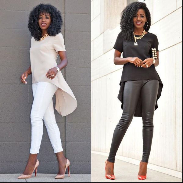 

summer loose short sleeve women blouses casual tee big size solid chiffon crew neck, White