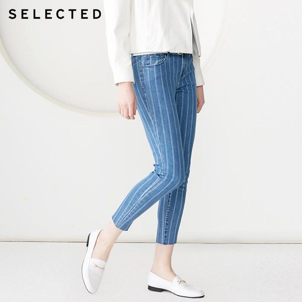 

slim fit striped crop jeans | 419132538 women's, Blue