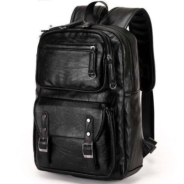 

backpack 2021 leather travel men's casual business trend high school large-capacity student bag computer b