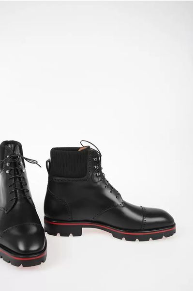 

winter men high boots red botto shoes motorcycle boot black genuine leather lace-up casual dress platform reds sole luxury designers 38-47eu