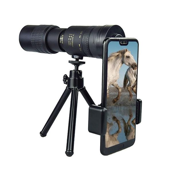 

telescope & binoculars hd phone portable 10-300x30mm super telepo zoom monocular anti-shake camera lens with tripod