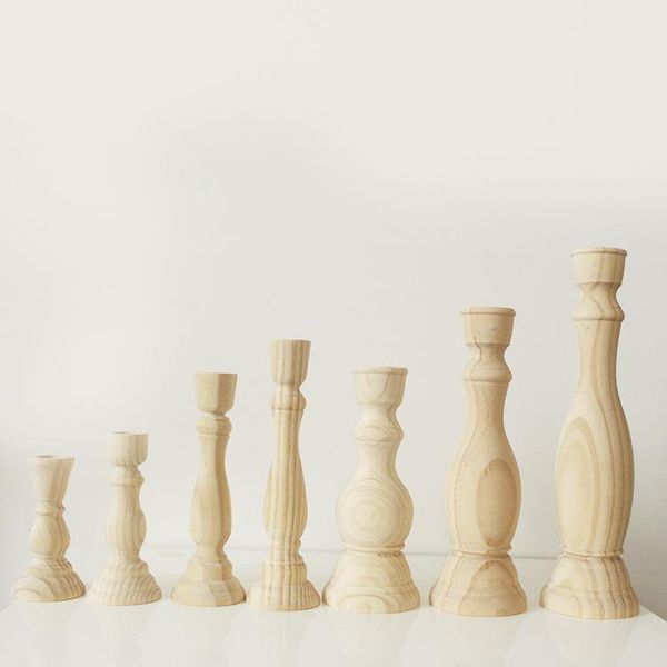 

candle holders retro unpainted candlestick diy home decor holder unfinished wood wedding table centerpieces
