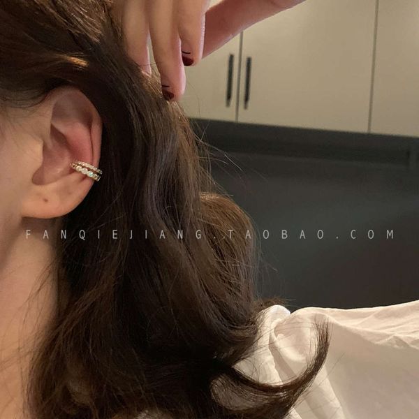 

ins fashion temperament advanced sense french earrings bone clip no ear hole female cool wind super fairy net red, Black