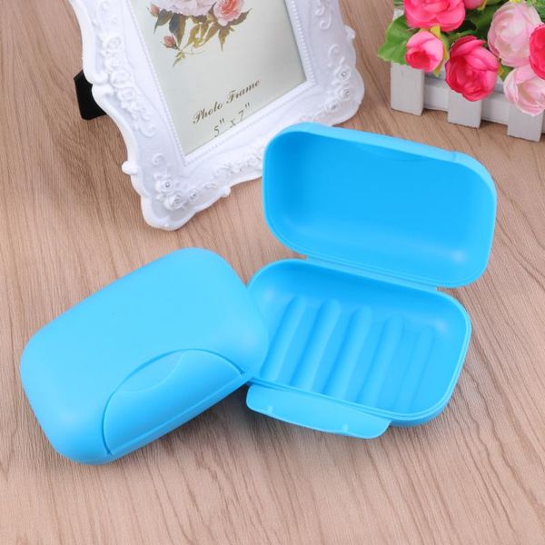 

soap dishes creative portable dish box holder container sealed case size (blue)