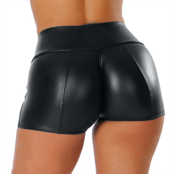 

club wear leather women shorts fashion black stretch high waist pu sportwear short feminino cd, White;black