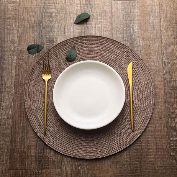 

mats & pads 4pcs woven placemats pp waterproof dining table mat non-slip disc bowl drink cup coasters kitchen decoration
