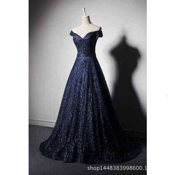 

prom luxury boutique occasion dresses one shoulder v-neck bronzing powder annual event performance evening toast, Black