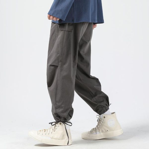 

men's pants 2021 autumn men hip hop harem mens solid multi-pocket cargo male joggers loose sweatpants, Black