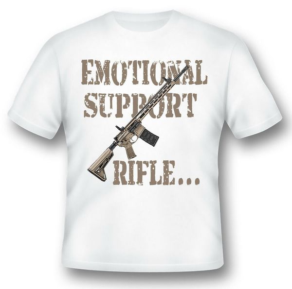 

emotional support rifle 2nd amendment ar15 gun humor funny black or white tee, White;black