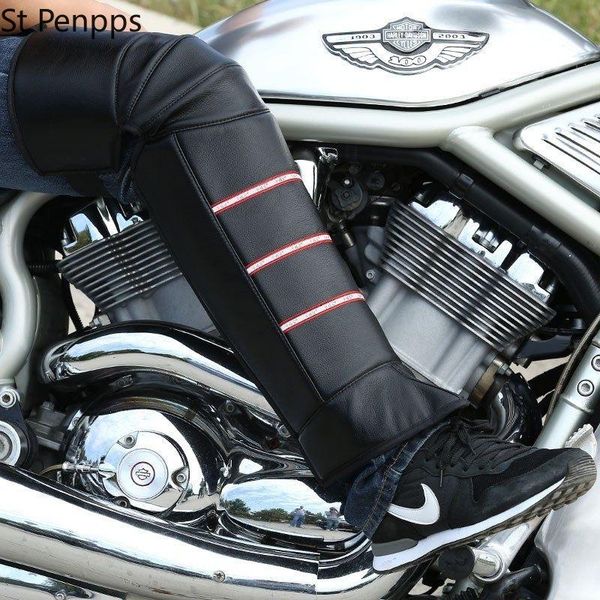 

elbow & knee pads motorcycle windproof and warm pu equip reflective strips velvet thickening excellent non-slip fabric waterproof, Black;gray