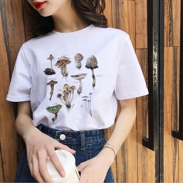 

Mushrooms Graphic Lady Girls Mens Tops Harajuku And Women Hipster Heart Tee Female Short Sleeve Aesthetic, White;black