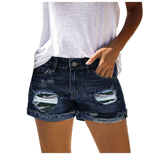 

denim aesthetic shorts women pockets button mid pants vintage jeans ripped pantalones cortos de mujer women's, White;black