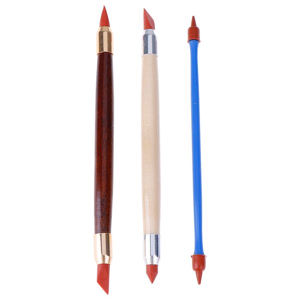 

3pcs silicon rubber shaper pen double-head pottery clay sculpture tools pottery ceramics carving modeling shaping tool