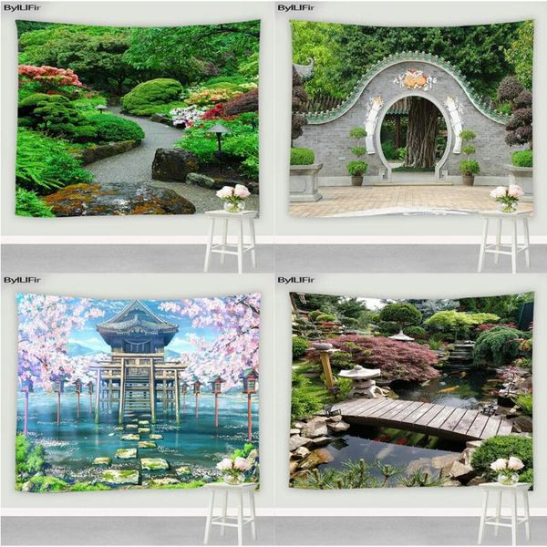 

tapestries chinese landscape painting hanging tapestry mountain stone bridge ancient building wall blanket cloth curtain