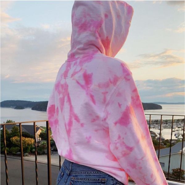 

women's hoodies & sweatshirts lady casual loose plus size women tie dye print sweatshirt oversized drawstring long sleeves winter hoode, Black