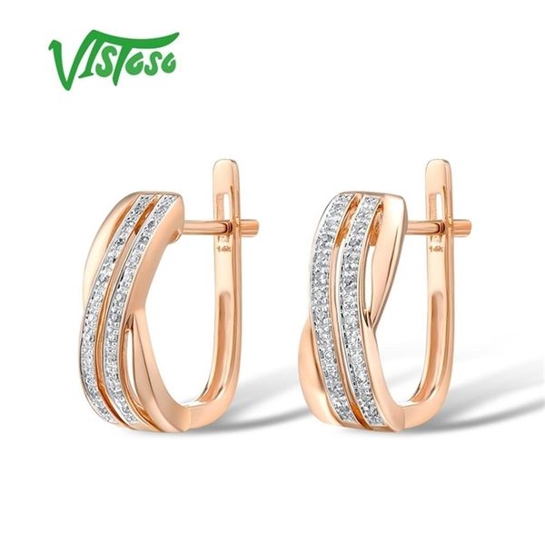 

vistoso 14k 585 rose gold earrings for lady glamorous elegant sparkling diamond earrings luxury wedding engagement fine jewelry-a, Golden;silver