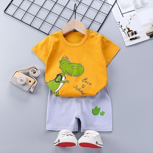 

summer clothes cartoon sport outfits baby boys clothing sets 1 2 3 4 years kids girls short sleeve t shit, White