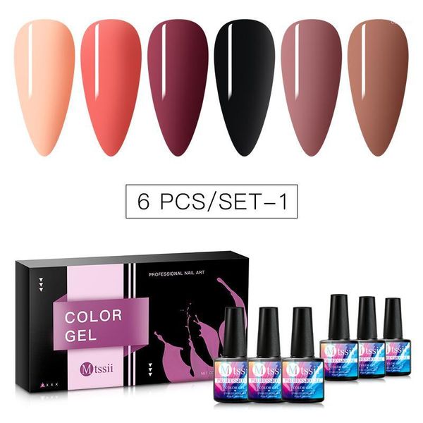 

6pcs/set color nail gel polish set for manicure vernis semi permanent base coat soak off uv led varnish art1