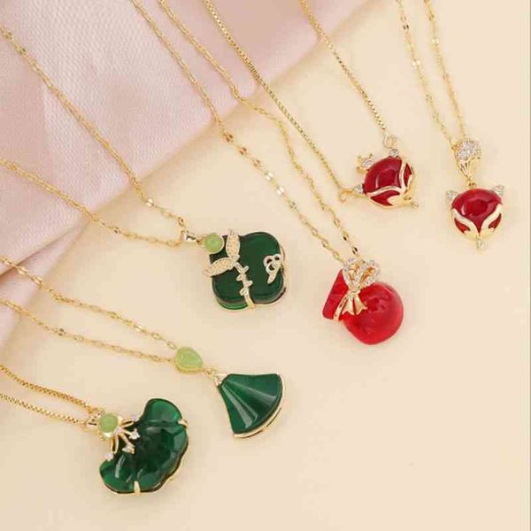 

vintage fox charm chain necklace 18k gold plated pendant s for women female party fashion jewelry 2021 trend, Silver