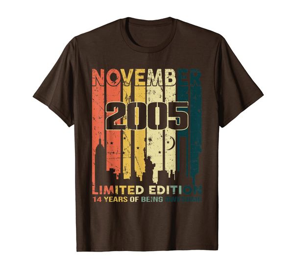 

vintage 14 years old gift awesome since november 2005 shirt, White;black