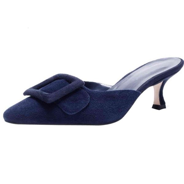 

slippers lovirs women mules slingback pumps pointed toe buckle female sandlas slip on ladies kitten heels dress wedding shoes xcpq nxhq, Black