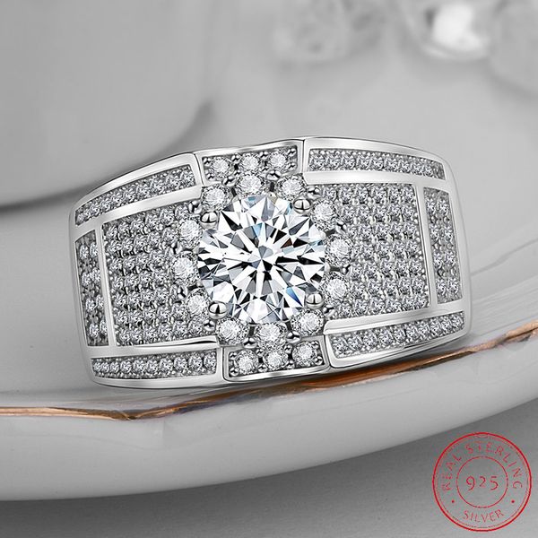 

2021 arrival fashion 925 sterling silver round engagement ring for men anniversary gift jewelry mr052, Slivery;golden