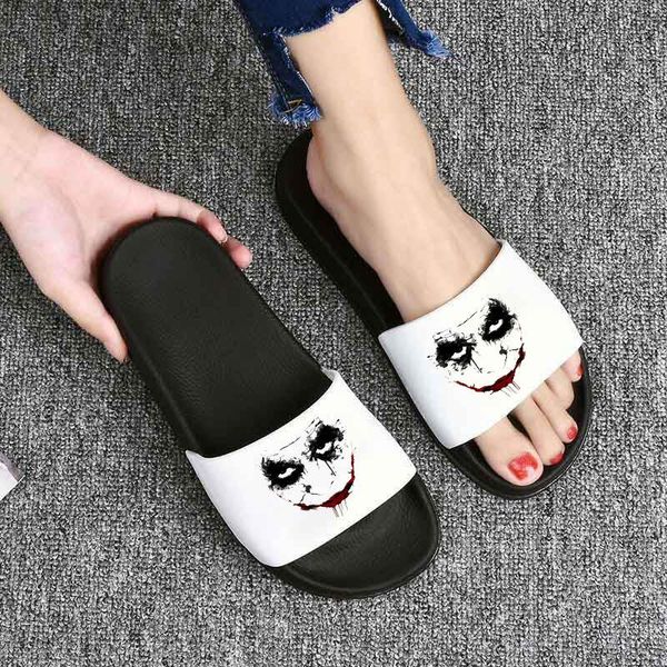 Hausschuhe Nette Cartoon Joker Frauen Nicht Slip Strand Plattform Sandalen Schuhe Flip-Flops Zapatillas Mujer